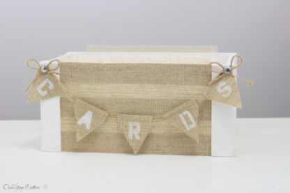 White Wedding Card Box with Banner Vintage Hessian Wedding Decor Barn Wood Crates Baskets Centerpiece Reception Decor