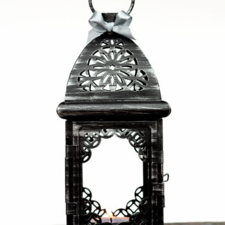 Black Silver Wedding Candle Lantern Centerpiece/ Moroccan Decor/ Filigree Metal Candle Holder/ Moorish Lighting